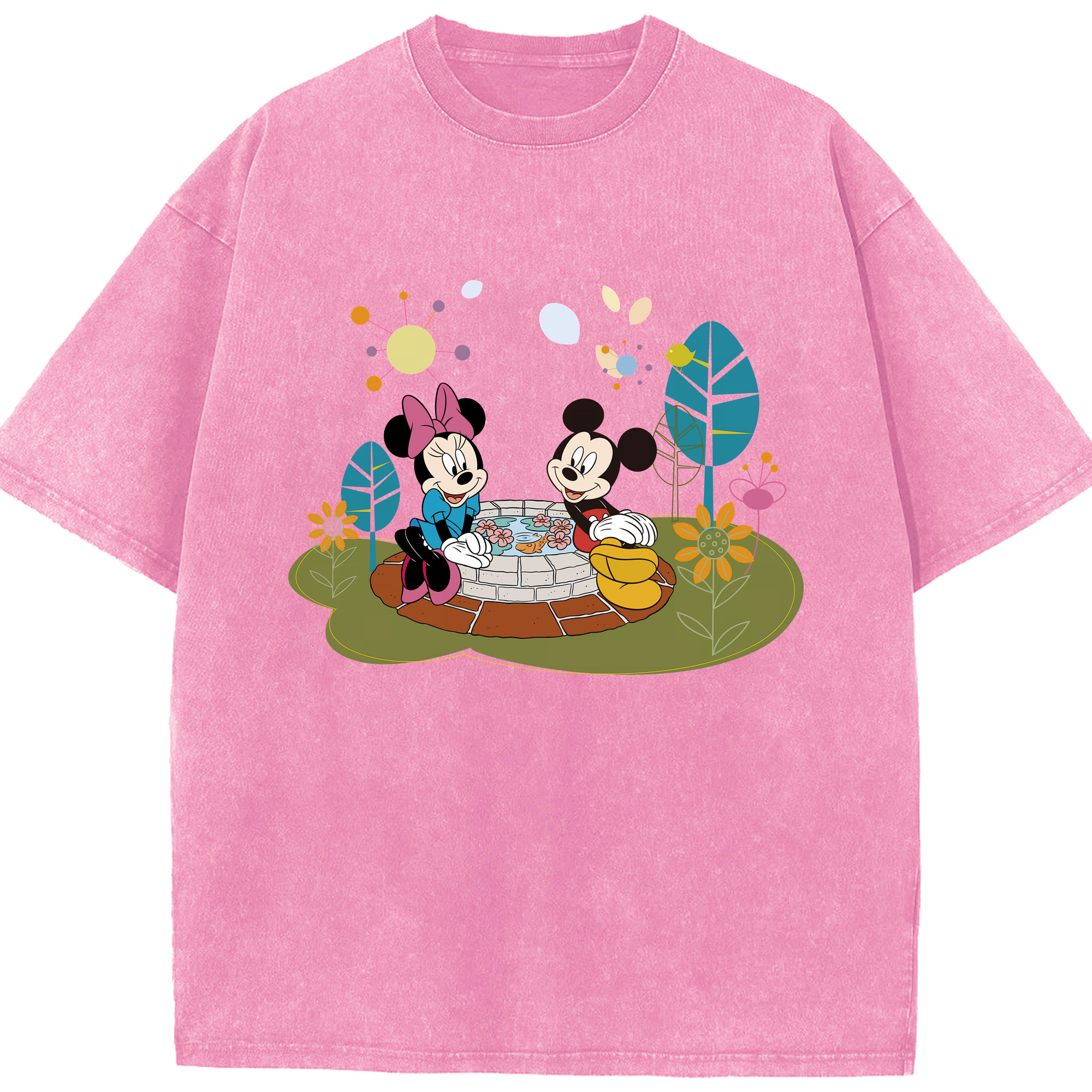 （画像用） ミッキーマウス Mickey Mouse 綿100% ヴィンテージ風 半袖Tシャツ（フロントプリント）